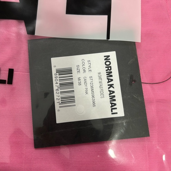 NORMA KAMALI Shirt with Faux Pockets in Candy Pink - Picture 4 of 6